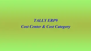 tally erp 9 cost center and cost category in bengali(বংলা ভাষা )