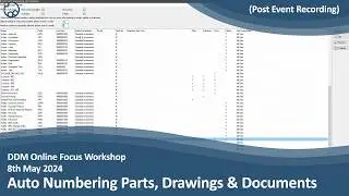DDM Focus Workshop - Auto Numbering Parts, Drawings & Documents