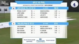 North East Premier League - Division 1 - Gateshead Fell CC 1st XI v Philadelphia CC 1st XI Firsts