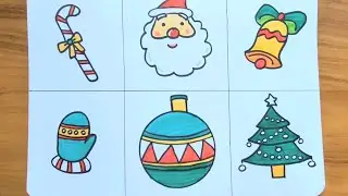 Christmas drawings / Easy Christmas doodle for beginners / Xmas tree drawing / Santa Claus drawing