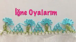 İğne oyası çiçek ve dağ modelinin harika uyumu