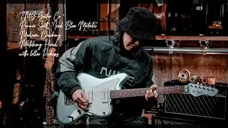 【Brush eight】TMG Guitar Co. Ronnie Scott  “Iced Blue Metalic” Medium Checking  Matching Head