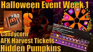 Halloween Week 1 in World Zero | AFK Harvest Tickets | 500 Candy Corn NOW | Hidden Pumpkins + Obby