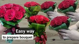 Preparing hand bouquet flowers | हातको गुलदस्ता फूलहरू तयार गर्दै | natural red rose 🌹🌹