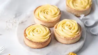 Lemon Rose Tart. How to Pipe Realistic Rose? Lemon Curd Filling, Piping Tips and Technique
