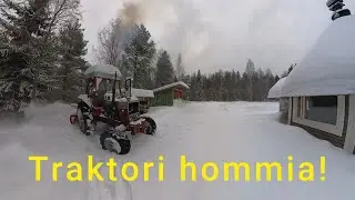Traktori  hommia ja tuumailua - alkaisi lumet riittää!  --  Belarus 525 -86