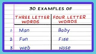 THREE LETTER AND FOUR LETTER WORDS | 3 LETTER AND 4 LETTER WORDS IN ENGLISH