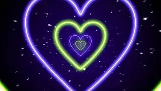 Mesmerizing Neon Heart Tunnel with Purple and Green Lights | Heart background loop neon light