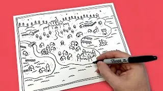 Drawing A Fantasy Town Map With A Sharpie!