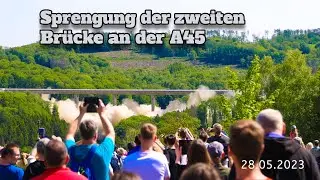 Sprengung der Zweiten Brücke an der A45 Sterbeckertalbrücke Tag der Sprengung