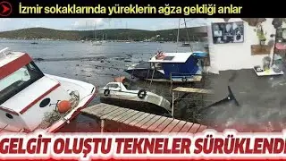 İzmir’de Deprem sonrası deniz çekilme anı!! Tekneler ortada kaldı