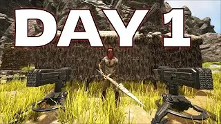 DAY 1 SOLO CLAIMING MY OP CAVE ONLY USING THATCH ON ARKS MOST POPULAR PVP SERVER!!!