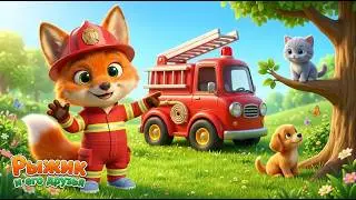 Пожарная Машина Би-Бип 🚒 | Рыжик спасает друзей | Лисёнок Рыжик — Песенки для малышей