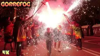 Viladecans Festival 2025 | CORREFOC and FIREWORKS | Barcelona, ​​Spain 4K