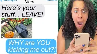 My Parents Kicked Me Out On Halloween!! *Forced to sleep IN THE WOODS* (Scary Text Message Story)