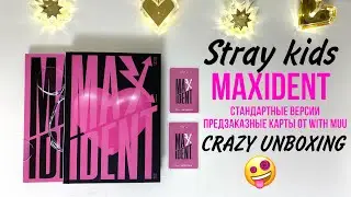 CRAZY распаковка альбомов Stray kids MAXIDENT + Предзаказные карты от WITH MUU