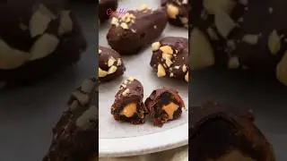 Chocolate Stuffed Dates 😍 #chocolate #dates #shorts