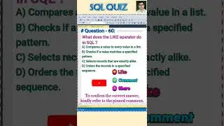 SQL Quiz 60 || #sql #mysql #coding #quiz #interview #mcq #shorts #viralvideo #reels @SekharAcademy1