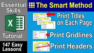 7-11: Print Row and Column Titles on Every Page and Print Gridlines