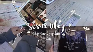 sessiz ders çalışma vlogu | art journal yapalım yine ve yine, dersler falan filan