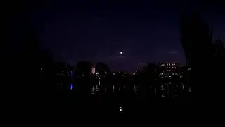 The mirror Simferopol city. Night in Gagarin park