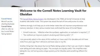 Cornell Notes Learning Vault - An Introduction