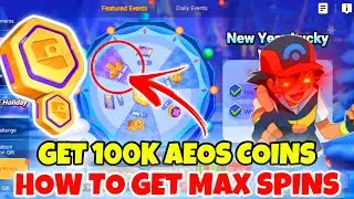 How To Get MAX Spins in New Year Lucky Wheel Event 🤩| GET 100K AEOS COINS in Pokemon Unite 🥳🔥