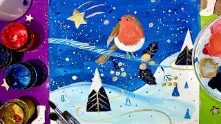 ПТИЧКА🐦🎨РИСУЕМ КРАСКАМИ легко