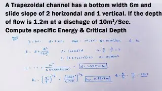 Applied Hydraulic Engineering Numerical | Specific Energy and Critical Depth | GATE Solved Problems