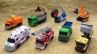 Toys Vehicles Passing Through the Magical Gate With Fire Truck And Crane Truck Toys |