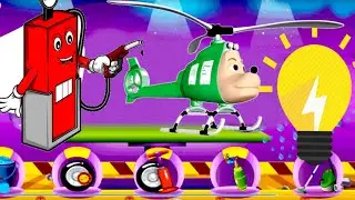 Learn Colors for Children - Toddlers & Babies - Robots Cartoon | Helicopters Teaching Colors