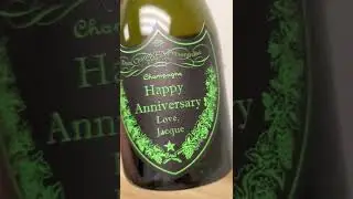 Custom Green Embossed Ink Champagne Label for Dom Perignon