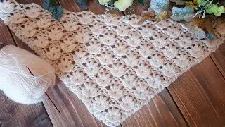 🔥НОВАЯ, авторская модель шали или бактуса КРЮЧКОМ.💞