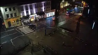 Christmas Decoration drone flight at Darwen market