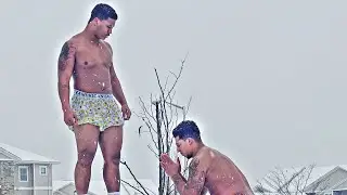 (In Boxers) SNOW CHALLENGE/WORKOUT W. MY LITTLE BROTHER 💯