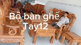 Bộ  bàn  ghế  Tay  12  gỗ  gõ  đỏ  Bảy  món