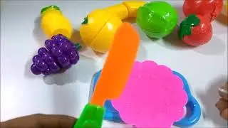Aprender nombres de frutas y verduras con el juguete de corte de velcro I