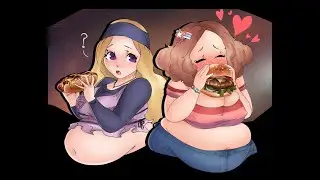 Haru's Anime Weight Gain Sequence and Stuffing (18+)