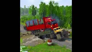 GREAT DRIVER HELPED 2 TRUCKS PASS A COLLAPSE RIVER