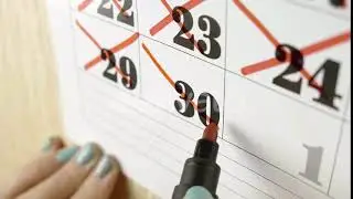 Female Hand Crosses with Red Marker the Calendar Day 30. Slow Motion Shot. Close Up | Stock Foot...