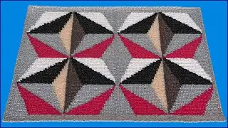 Rug made of polypropylene yarn with Tunisian crochet. Part 3.