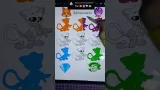 🦊🔮💎⍰ 💜💙🤍🖤 Emoji Color Mixing Palette The Smiling Critters | Poppy PlayTime #satisfying
