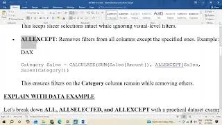 All , All select and All Except in Power BI 