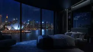 Peaceful Rainy Night in Cozy Bedroom Ambience | Heavy Rain and Thunder Sounds for Sleeping Instantly