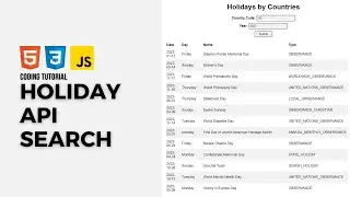 Build a Public Holidays App with HTML, CSS & JavaScript | API Tutorial
