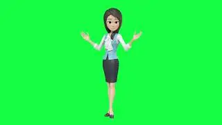 Green screen Cartoon character female | green screen | | green screen animation |