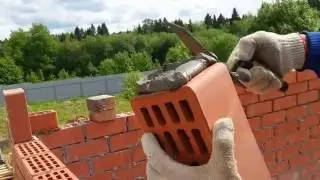 Кладка облицовочного кирпича с газоблоком