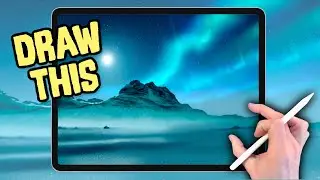 IPAD PAINTING MADE EASY - Northern Lights Snow landscape Procreate tutorial