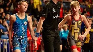 U13 A. Reinikainen (FIN) vs I. Barakhoev (FRA) 47kg. Freestyle youth boys wrestling.