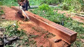 Skills in sawing old coconut wood to make ribs measuring 5.5 cm × 5.5 cm